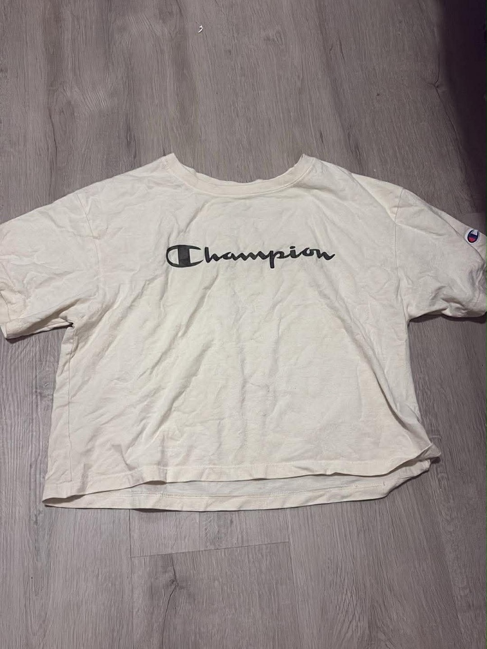 Champion Off-White Logo Crop Tee